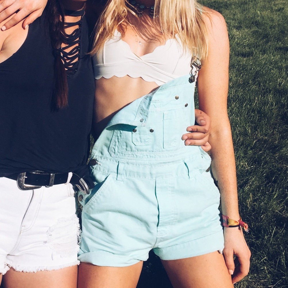 Teal urban outfitter overalls